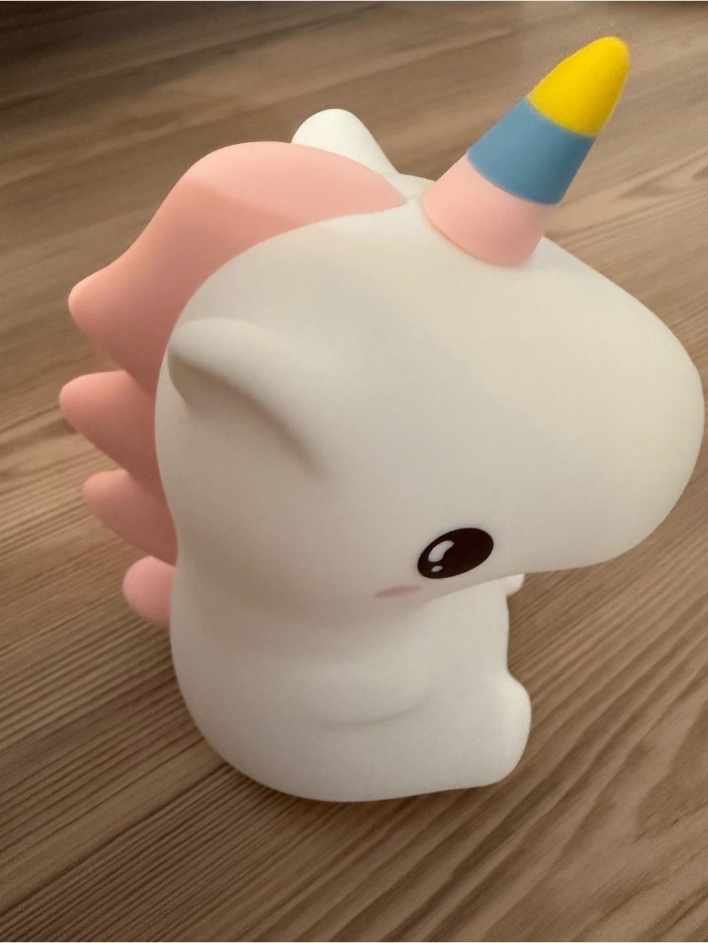 Soft White Unicorn Night Light with Pink Mane